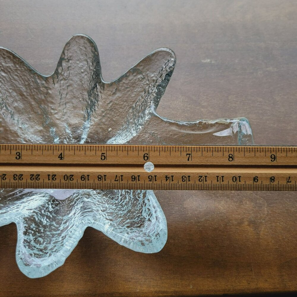 Vintage Blenko Leaf Shaped Clear Glass Centerpiece Bowl, Minor UV Reactive - Picture 8 of 8